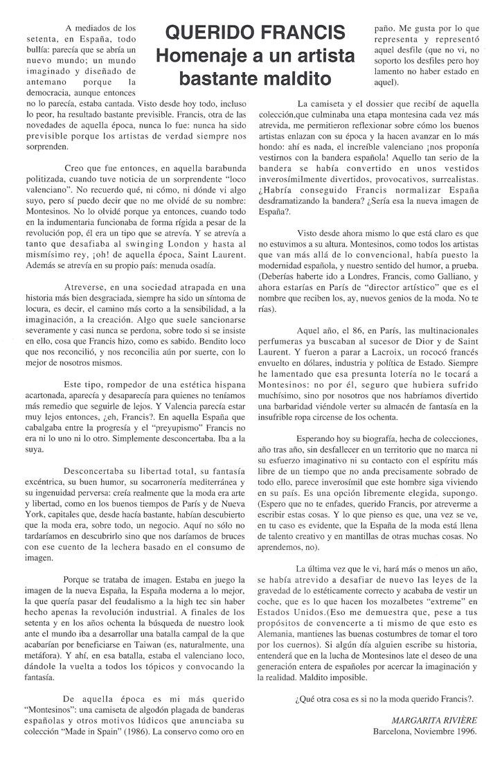 Publicación de Margarita Riviére. Barcelona, 1996